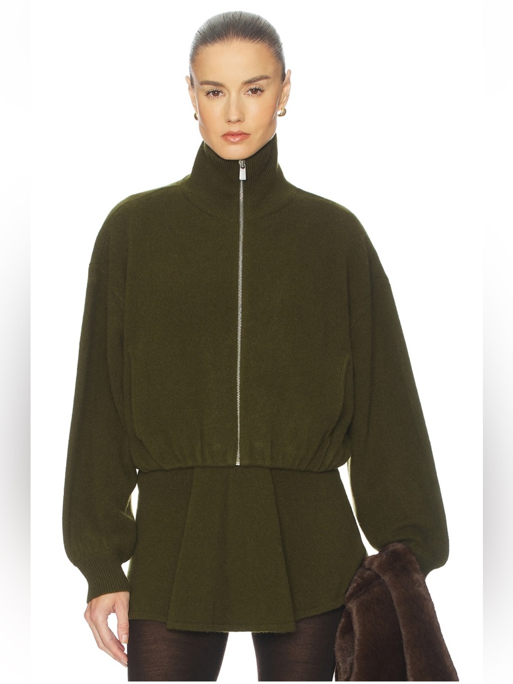 Helsa Josefine knit oversized bomber in olive